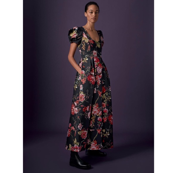 GOOP G. Label Rita Round-Neck Gown in Black Ground Floral - Picture 14 of 14